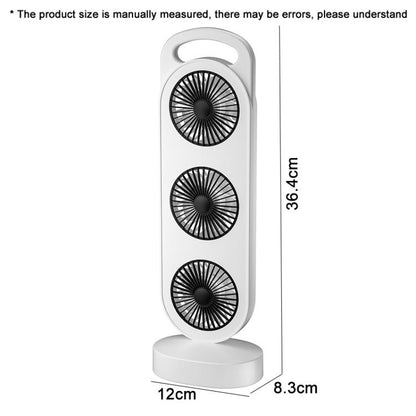 Simple Triple Turbine Design Fan Large Wind Desktop USB Charging Portable Home Outdoor Dormitory Fan(White-green) - Electric Fans by buy2fix | Online Shopping UK | buy2fix