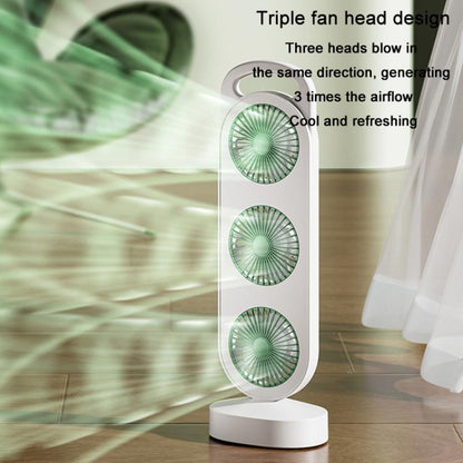 Simple Triple Turbine Design Fan Large Wind Desktop USB Charging Portable Home Outdoor Dormitory Fan(White-black) - Electric Fans by buy2fix | Online Shopping UK | buy2fix