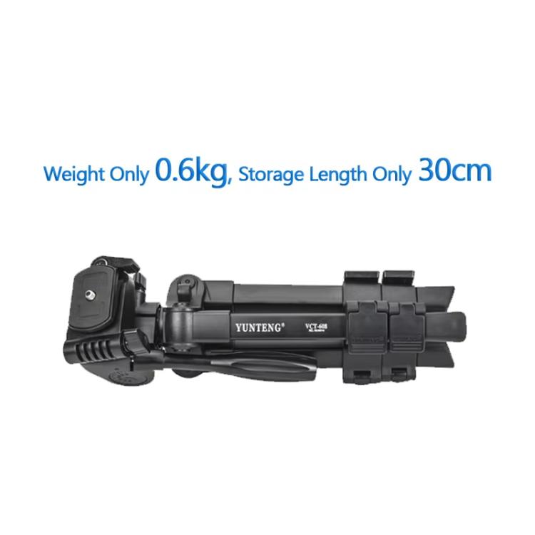 YUNTENG VCT-608 Adjustable Camera Tripod 11.8-25.4 Inch With 360 Degree Rotating 3-Way Pan Head & Gravity Hook(Black) - Tripods by YUNTENG | Online Shopping UK | buy2fix