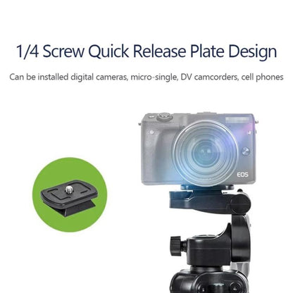 YUNTENG VCT-608 Adjustable Camera Tripod 11.8-25.4 Inch With 360 Degree Rotating 3-Way Pan Head & Gravity Hook(Black) - Tripods by YUNTENG | Online Shopping UK | buy2fix