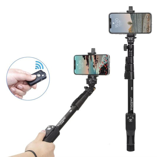 YUNTENG 1288 Adjustable 50 Inch Aluminum Alloy Selfie Stick With Bluetooth Remote Control For Smartphones & Cameras(Black) - Selfie Sticks by YUNTENG | Online Shopping UK | buy2fix