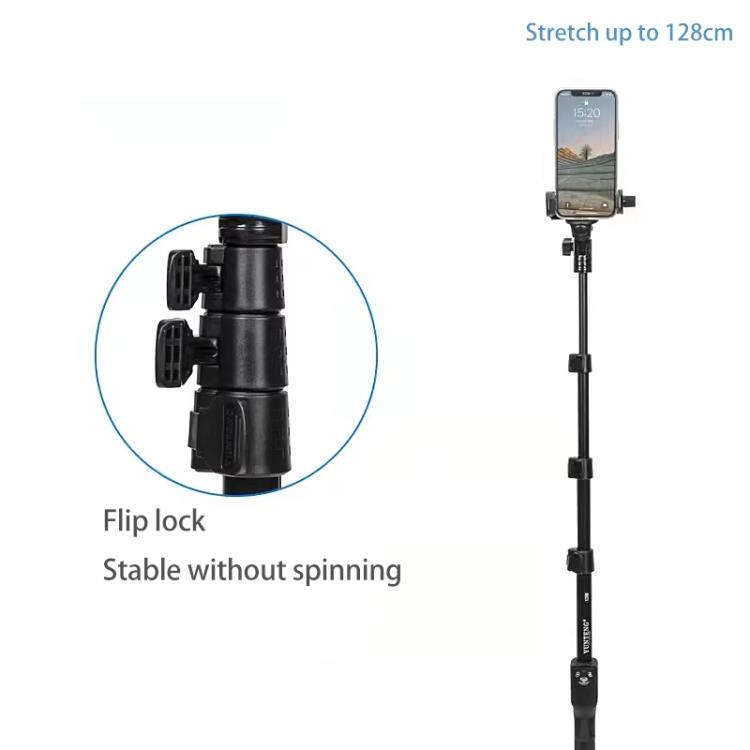YUNTENG 1288 Adjustable 50 Inch Aluminum Alloy Selfie Stick With Bluetooth Remote Control For Smartphones & Cameras(Black) - Selfie Sticks by YUNTENG | Online Shopping UK | buy2fix