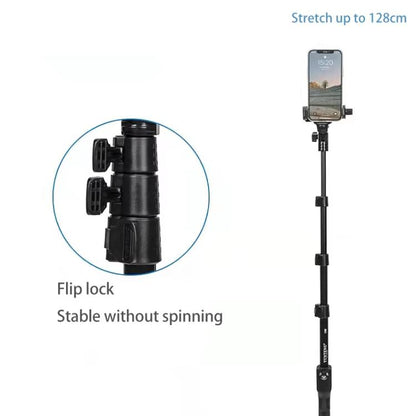 YUNTENG 1288 Adjustable 50 Inch Aluminum Alloy Selfie Stick With Bluetooth Remote Control For Smartphones & Cameras(Black) - Selfie Sticks by YUNTENG | Online Shopping UK | buy2fix