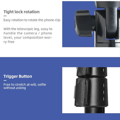 YUNTENG 1288 Adjustable 50 Inch Aluminum Alloy Selfie Stick With Bluetooth Remote Control For Smartphones & Cameras(Black) - Selfie Sticks by YUNTENG | Online Shopping UK | buy2fix