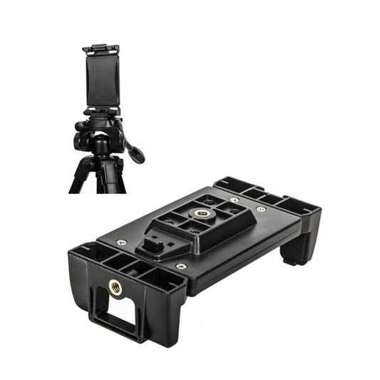 YUNTENG VCT-320 Adjustable Hot Shoe Tablet & Phone Mount Clamp Holder with Dual 1/4 Inch Screw Holes for 5.1-9.9 Inch Devices(Black) - Desktop Holder by YUNTENG | Online Shopping UK | buy2fix