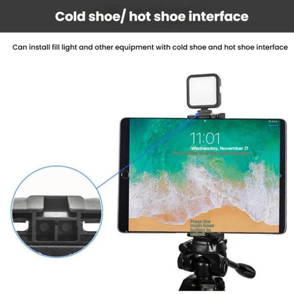 YUNTENG VCT-320 Adjustable Hot Shoe Tablet & Phone Mount Clamp Holder with Dual 1/4 Inch Screw Holes for 5.1-9.9 Inch Devices(Black) - Desktop Holder by YUNTENG | Online Shopping UK | buy2fix