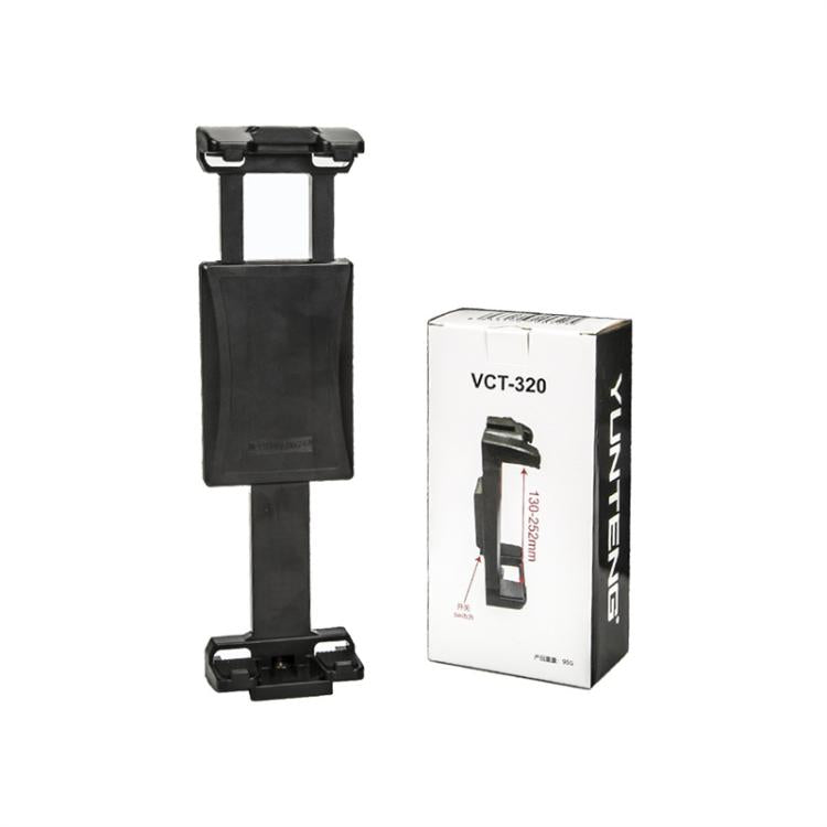 YUNTENG VCT-320 Adjustable Hot Shoe Tablet & Phone Mount Clamp Holder with Dual 1/4 Inch Screw Holes for 5.1-9.9 Inch Devices(Black) - Desktop Holder by YUNTENG | Online Shopping UK | buy2fix