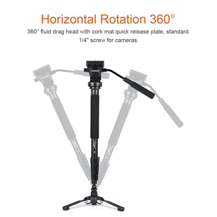 YUNTENG VCT-588 Camera Monopod 65-166cm Aluminum Alloy DSLR Tripod Stand With Hydraulic Ball Head(Black) - Monopods by YUNTENG | Online Shopping UK | buy2fix