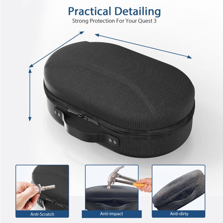 For Meta Quest 3 VR Glasses Storage Case EVA Anti-Pressure Hard Shell Storage Bag(Black) - VR Accessories by buy2fix | Online Shopping UK | buy2fix