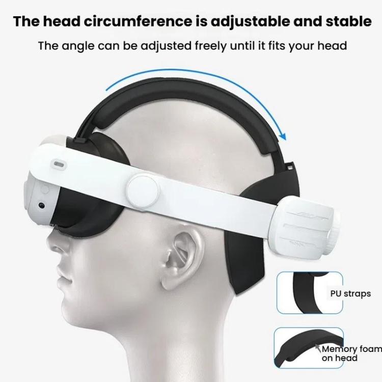 For Meta Quest 3 / 3S Adjustable Headband No Face Pressure VR Head Strap Accessories(Black) - VR Accessories by buy2fix | Online Shopping UK | buy2fix