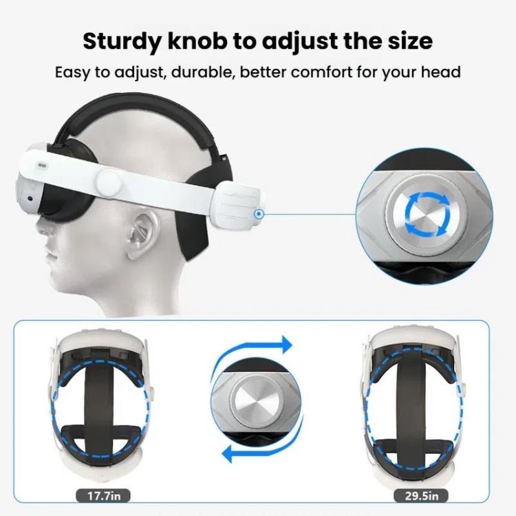 For Meta Quest 3 / 3S Adjustable Headband No Face Pressure VR Head Strap Accessories(Black) - VR Accessories by buy2fix | Online Shopping UK | buy2fix