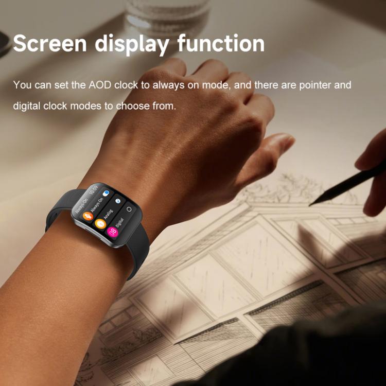 QS08 1.85 Inch Full-Screen Smart Watch with Real-Time Heart Rate/Blood Glucose/Blood Oxygen Monitor, SOS Alert, Sleep Tracking(Black) - Smart Watches by buy2fix | Online Shopping UK | buy2fix