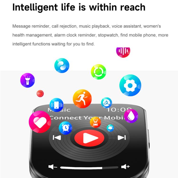 QS08 1.85 Inch Full-Screen Smart Watch with Real-Time Heart Rate/Blood Glucose/Blood Oxygen Monitor, SOS Alert, Sleep Tracking(Pink) - Smart Watches by buy2fix | Online Shopping UK | buy2fix