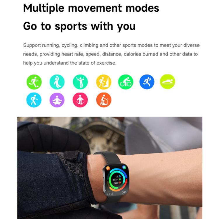 QS08 1.85 Inch Full-Screen Smart Watch with Real-Time Heart Rate/Blood Glucose/Blood Oxygen Monitor, SOS Alert, Sleep Tracking(Black) - Smart Watches by buy2fix | Online Shopping UK | buy2fix