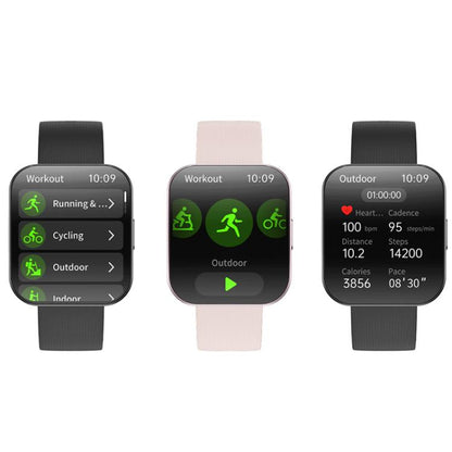 QS08 1.85 Inch Full-Screen Smart Watch with Real-Time Heart Rate/Blood Glucose/Blood Oxygen Monitor, SOS Alert, Sleep Tracking(Black) - Smart Watches by buy2fix | Online Shopping UK | buy2fix