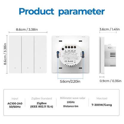 Compatible Tuya ZigBee Smart Light Switch With Radar Motion Sensor No Capacitor Required 2-Gang - Smart Switch by buy2fix | Online Shopping UK | buy2fix