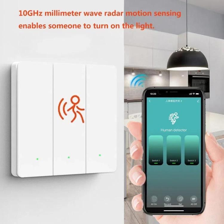 Compatible Tuya ZigBee Smart Light Switch With Radar Motion Sensor No Capacitor Required 2-Gang - Smart Switch by buy2fix | Online Shopping UK | buy2fix