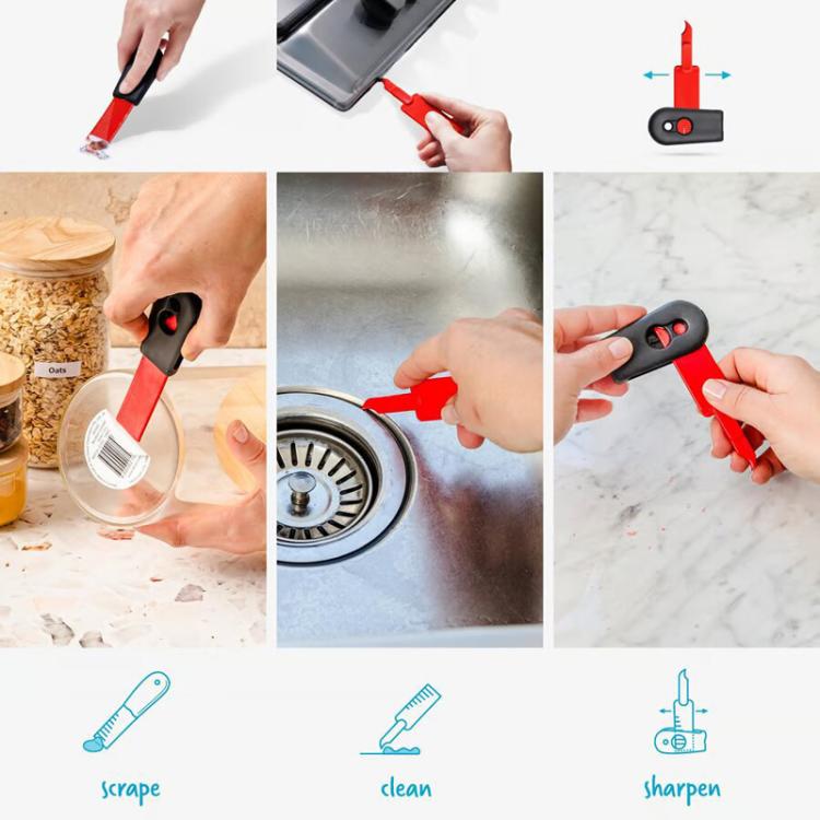 2 In 1 Cleaning Scraper Sticker Tool Household Cleaning Scrubber(Red) - Dust Remove Tool by buy2fix | Online Shopping UK | buy2fix