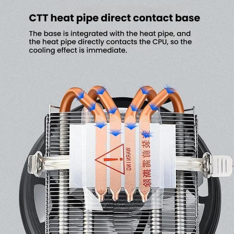 EVESKY  12cm RGB LED CPU Cooler with Dual Copper Heat Pipes Quiet Fan for Desktop Computers - Fan Cooling by EVESKY | Online Shopping UK | buy2fix