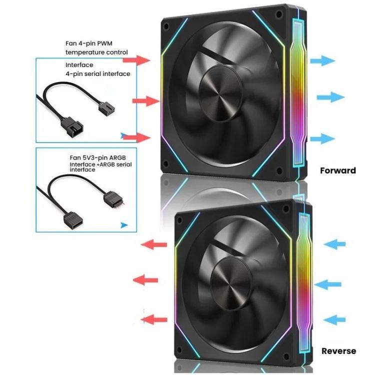 4RS 12cm Computer  Case Fan with Infinity Mirror ARGB Thermal Control & Ultra Quiet Cooling(Reverse White) - Fan Cooling by buy2fix | Online Shopping UK | buy2fix
