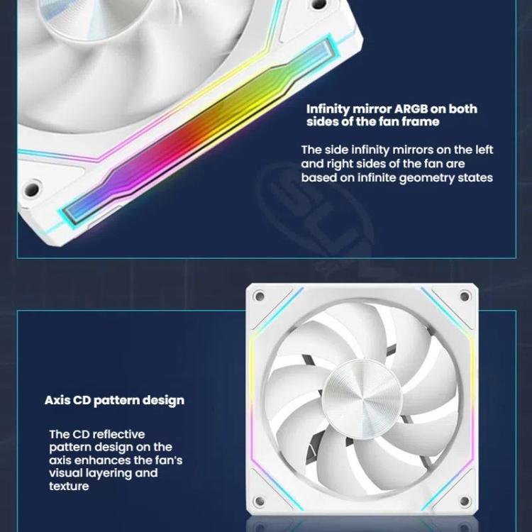 4RS 12cm Computer  Case Fan with Infinity Mirror ARGB Thermal Control & Ultra Quiet Cooling(Forward Black) - Fan Cooling by buy2fix | Online Shopping UK | buy2fix