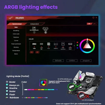 4RS 12cm Computer  Case Fan with Infinity Mirror ARGB Thermal Control & Ultra Quiet Cooling(Reverse Black) - Fan Cooling by buy2fix | Online Shopping UK | buy2fix