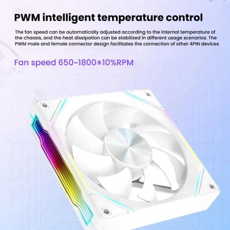 4RS 12cm Computer  Case Fan with Infinity Mirror ARGB Thermal Control & Ultra Quiet Cooling(Reverse Black) - Fan Cooling by buy2fix | Online Shopping UK | buy2fix