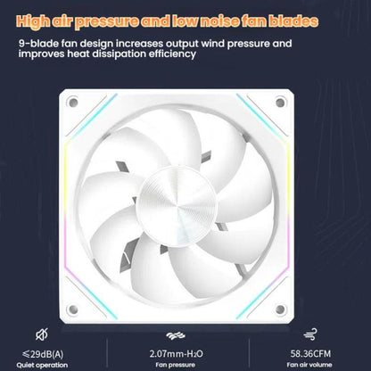 4RS 12cm Computer  Case Fan with Infinity Mirror ARGB Thermal Control & Ultra Quiet Cooling(Forward White) - Fan Cooling by buy2fix | Online Shopping UK | buy2fix