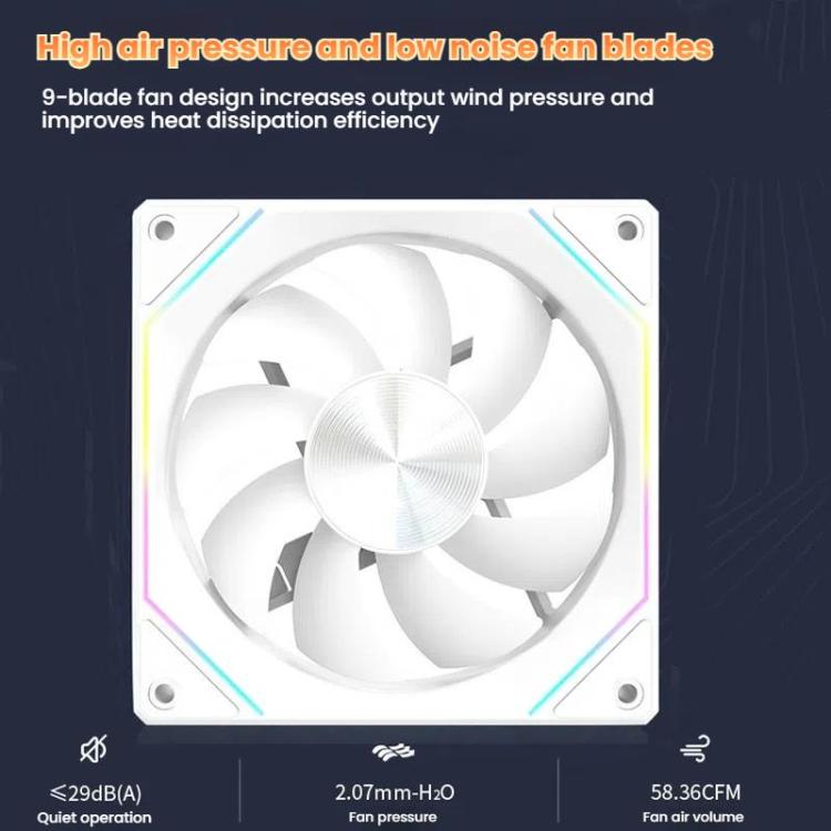 4RS 12cm Computer  Case Fan with Infinity Mirror ARGB Thermal Control & Ultra Quiet Cooling(Reverse White) - Fan Cooling by buy2fix | Online Shopping UK | buy2fix