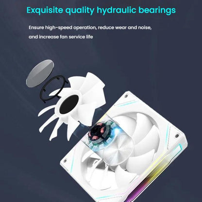 4RS 12cm Computer  Case Fan with Infinity Mirror ARGB Thermal Control & Ultra Quiet Cooling(Forward White) - Fan Cooling by buy2fix | Online Shopping UK | buy2fix