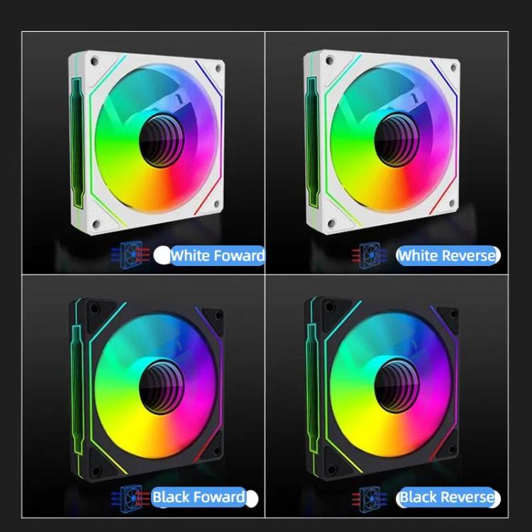 Prism 4RRO Computer Case Fan 12cm ARGB Sync PWM Quiet Cooling Fan(Reverse White Frame) - Fan Cooling by buy2fix | Online Shopping UK | buy2fix