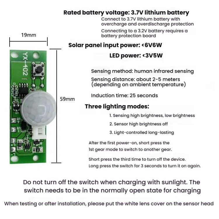3.7V Infrared Human Sensor Solar Light Circuit Board Solar Wall Light Control Board PIR Wall Light Controller - Others by buy2fix | Online Shopping UK | buy2fix