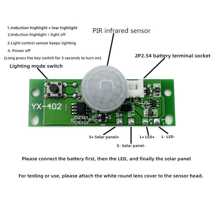 3.7V Infrared Human Sensor Solar Light Circuit Board Solar Wall Light Control Board PIR Wall Light Controller - Others by buy2fix | Online Shopping UK | buy2fix