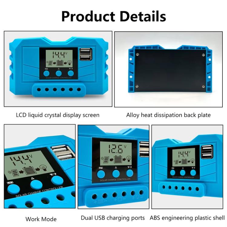 20A 12V 24V Lithium Lead Acid Solar Charge Controller PWM PV Controller With LCD Display - Others by buy2fix | Online Shopping UK | buy2fix