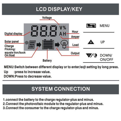 10A 12V 24V Lithium Lead Acid Solar Charge Controller PWM PV Controller With LCD Display - Others by buy2fix | Online Shopping UK | buy2fix