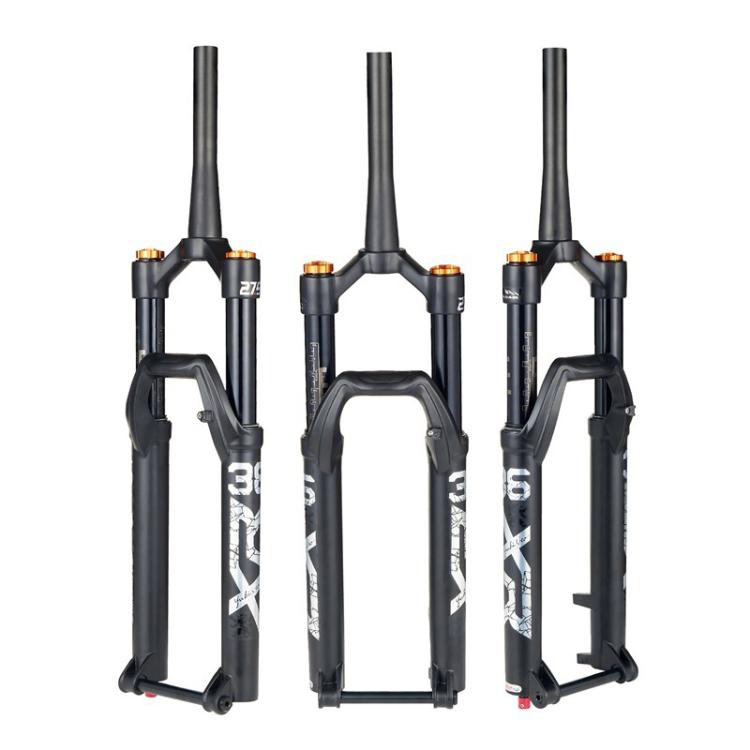 KRSEC XR36 Front Fork Straight Taper Tube Barrel Axle Mountain Bike Wire Damping Forks, Size: 27.5 inch(Black) - Front Fork by KRSEC | Online Shopping UK | buy2fix