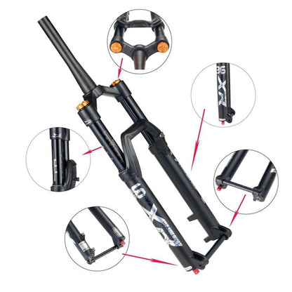 KRSEC XR36 Front Fork Straight Taper Tube Barrel Axle Mountain Bike Wire Damping Forks, Size: 29 inch(Black) - Front Fork by KRSEC | Online Shopping UK | buy2fix