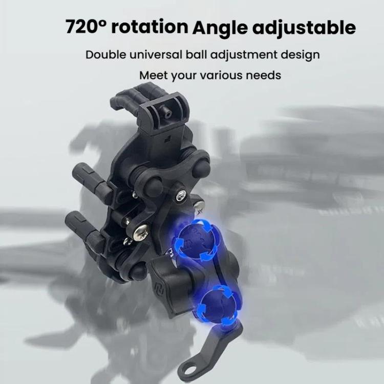 Motorcycle Rearview Mirror Mount Aluminum Alloy Shock-absorbing Mobile Phone Holder(Black) - Holder by buy2fix | Online Shopping UK | buy2fix