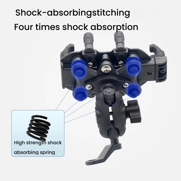 Motorcycle Rearview Mirror Mount Aluminum Alloy Shock-absorbing Mobile Phone Holder(Black) - Holder by buy2fix | Online Shopping UK | buy2fix