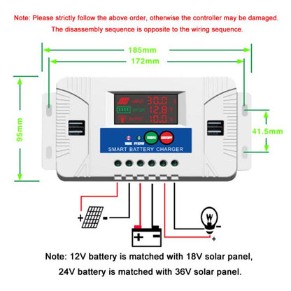 40A 12V 24V Setup-Free Color Screen Luminous Display Solar Controller PV Solar Charge Controller - Others by buy2fix | Online Shopping UK | buy2fix