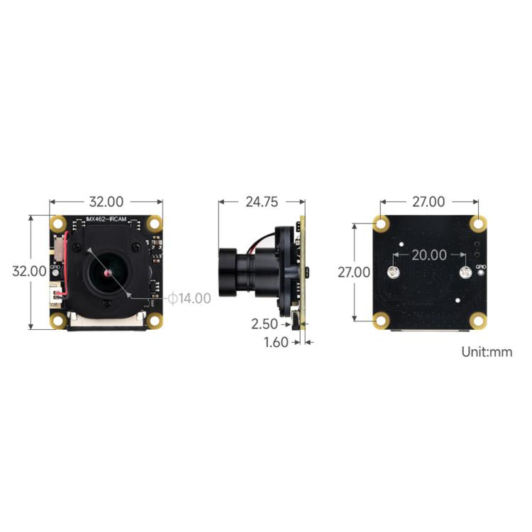 Waveshare For Raspberry Pi Series Boards IMX462 2MP Fixed-Focus IR-CUT Starlight Camera(30450) - Raspberry Pi Accessories by Waveshare | Online Shopping UK | buy2fix