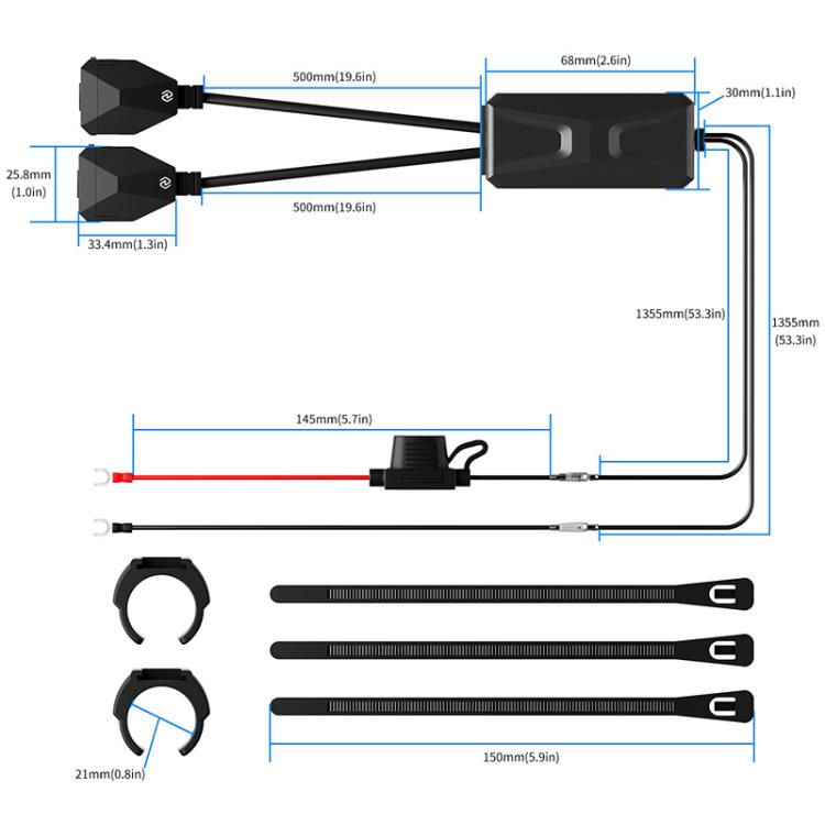 WUPP 2 in 1 QC3.0 Waterproof PD Fast Charging Motorcycle Mobile Phone USB Charger(Boxed) - Battery Charger by WUPP | Online Shopping UK | buy2fix
