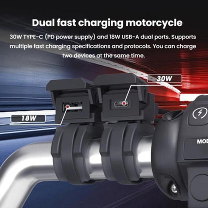 WUPP 2 in 1 QC3.0 Waterproof PD Fast Charging Motorcycle Mobile Phone USB Charger(Boxed) - Battery Charger by WUPP | Online Shopping UK | buy2fix