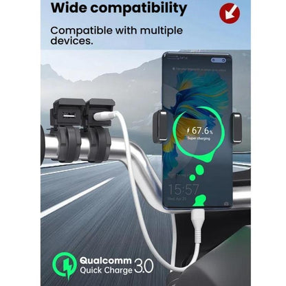WUPP 2 in 1 QC3.0 Waterproof PD Fast Charging Motorcycle Mobile Phone USB Charger(Boxed) - Battery Charger by WUPP | Online Shopping UK | buy2fix