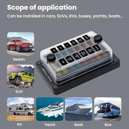 One In And One Out 12-Way Fuse Box LED Indicator With Sticker(ZH-1704B2) - Fuse by buy2fix | Online Shopping UK | buy2fix