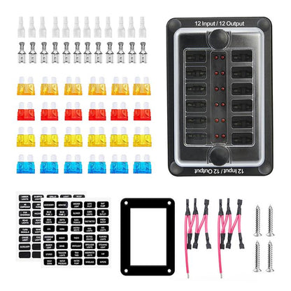 One In And One Out 12-Way Fuse Box LED Indicator With Sticker(ZH-1704B2) - Fuse by buy2fix | Online Shopping UK | buy2fix
