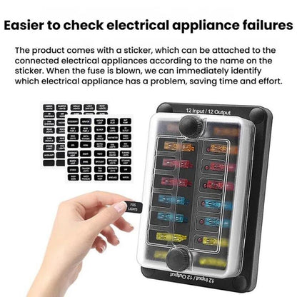 One In And One Out 12-Way Fuse Box LED Indicator With Sticker(ZH-1704B2) - Fuse by buy2fix | Online Shopping UK | buy2fix