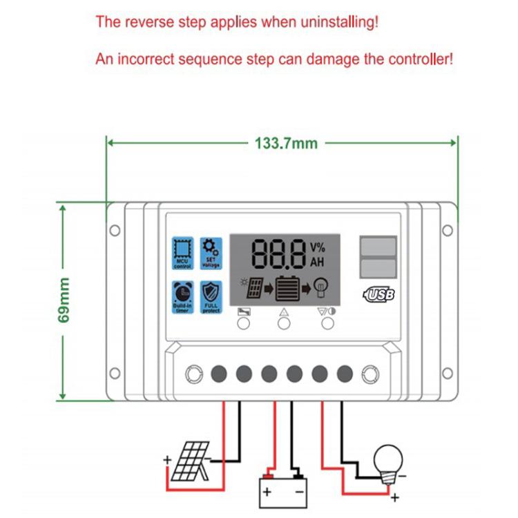 20A 12V 24V Solar Controller PV Solar Charge Controller With LCD Display - Others by buy2fix | Online Shopping UK | buy2fix