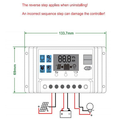 20A 12V 24V Solar Controller PV Solar Charge Controller With LCD Display - Others by buy2fix | Online Shopping UK | buy2fix