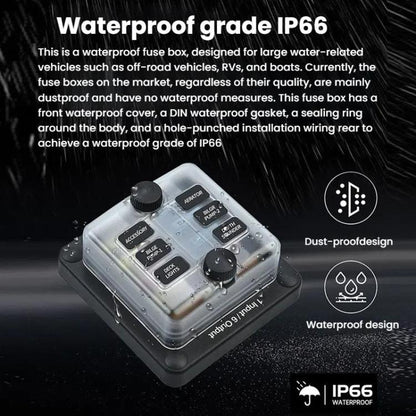6-Way Waterproof Fuse Box With LED Indicator And Sticker(ZH-1704A1) - Fuse by buy2fix | Online Shopping UK | buy2fix